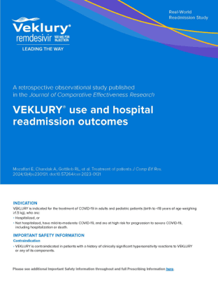 A graphic showing the impact of VEKLURY® (remdesivir) on hospital readmissions